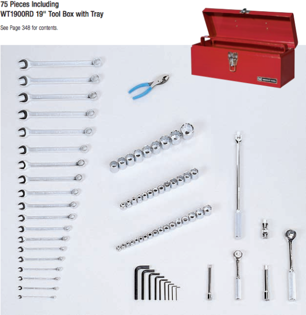 75 PC METRIC APPRENTICE SET;  INCLUDED WT528 G7 TOOL BOX    WRIGHT #199