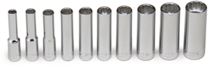 1/4" DRIVE 10 PIECE 12 POINT DEEP SOCKET SET    WRIGHT #210