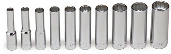 1/4" DRIVE 10 PIECE 12 POINT DEEP SOCKET SET    WRIGHT #210