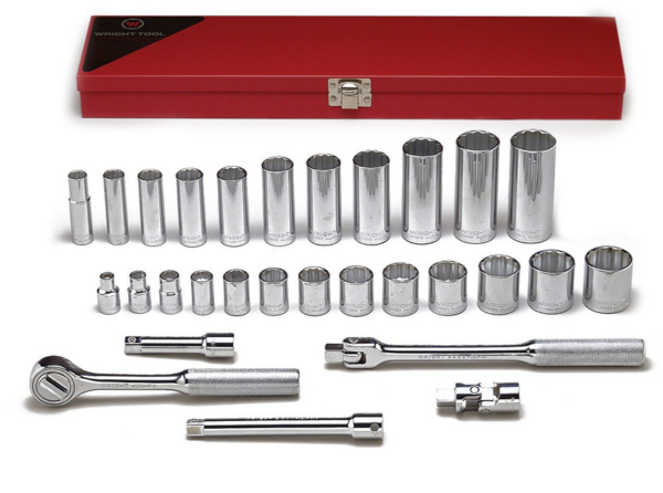 1/4" DRIVE 25 PIECE 6 POINT STANDARD & DEEP METRIC SOCKET SET     WRIGHT #224