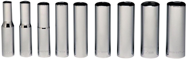 1/4" DRIVE 9 PIECE 6 POINT DEEP METRIC SOCKET SET 5MM - 13MM      WRIGHT #257