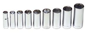 3/8" Drive, 9 Pc. 6 Pt. Deep Socket Set 3/8" - 7/8" on a clip rail   WRIGHT #304