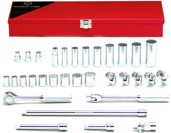 3/8" DRIVE 32 PIECE 12 POINT STANDARD & DEEP & FLEX SOCKET SET     WRIGHT #346