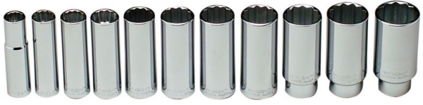 1/2" DRIVE 11 PIECE 12 POINT DEEP SOCKET SET 1/2" - 1-1/8"   WRIGHT  #402