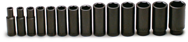 1/2" DRIVE 14 PIECE 6 POINT DEEP IMPACT SOCKET SET 3/8" - 1-1/4"   WRIGHT  #407