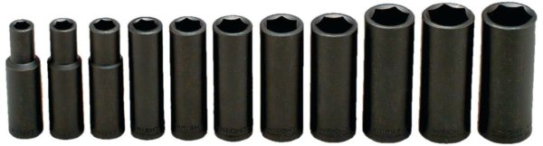 1/2" DR. WRIGHT 11 PC. DEEP IMPACT SOCKET SET 3/8 - 1"     WRIGHT #412
