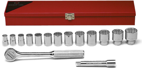 1/2" DRIVE 15 PIECE SOCKET SET  7/16"  to 1 1/4"     WRIGHT #417