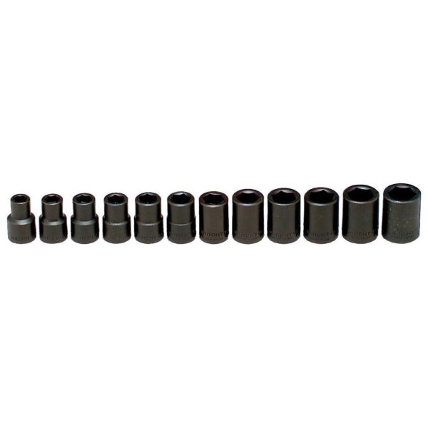 1/2" DRIVE 12 PIECE 6 POINT STANDARD METRIC IMPACT SOCKET SET       WRIGHT  #460