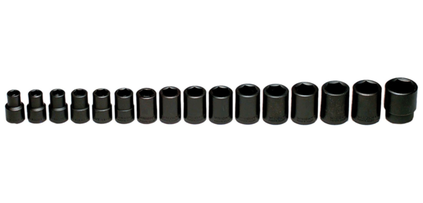 16 PC. IMPACT METRIC SOCKET SET 10-27MM 6 PT. STD.       WRIGHT #466