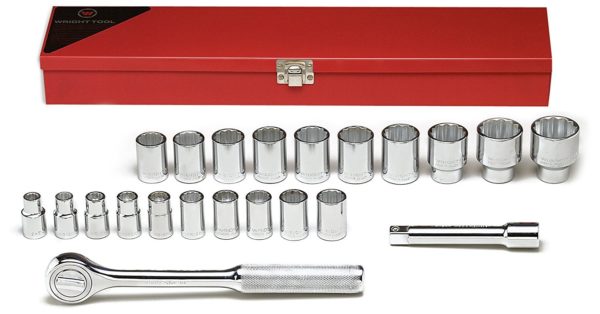 1/2" DRIVE 22 PIECE 12 POINT STANDARD METRIC SOCKET SET     WRIGHT  #472