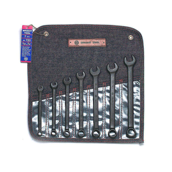 7 PIECE 12 POINT BLACK COMBINATION WRENCH SET     WRIGHT  #720
