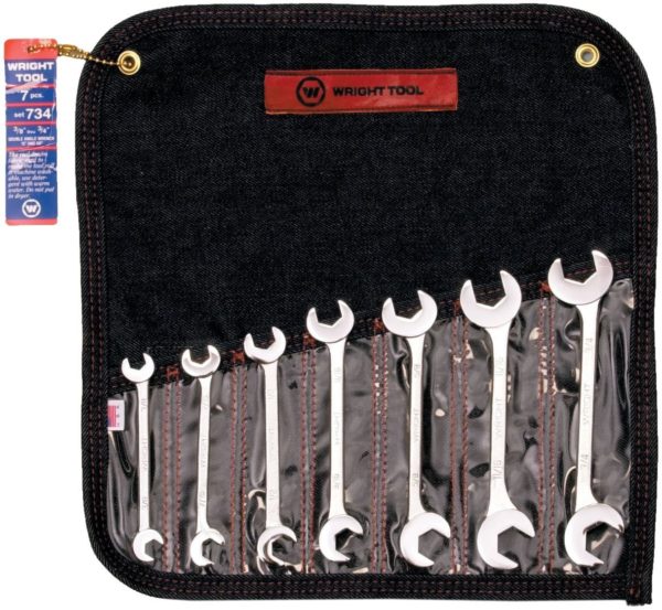5 PIECE OPEN END FULL POLISH  WRENCHES 3/8" - 7/8"  WRIGHT  #735