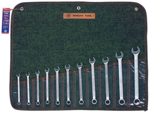 11 PC. METRIC COMBINATION WRENCH SET 7-15MM & 17MM, 19MM - 12 PT.    WRIGHT #750