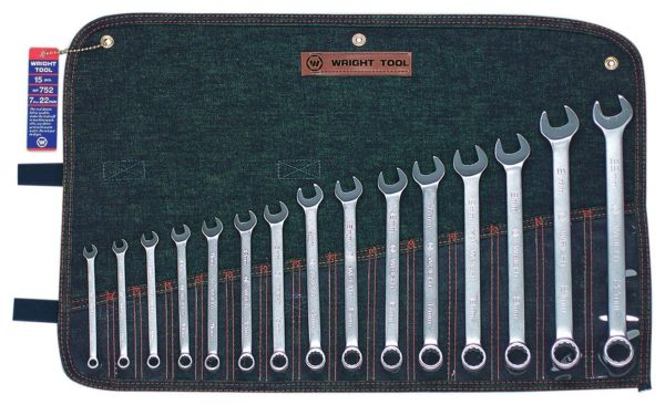 15 PIECE 12 POINT METRIC COMBINATION WRENCH SET 7MM-22MM   WRIGHT  #752