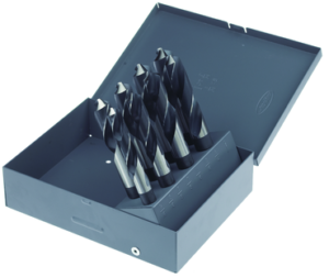 MORSE 81406 - 8 Piece Set 9/16" thru 1" x 1/16ths; Metal Index; 118º Point HSS Made In U.S.A