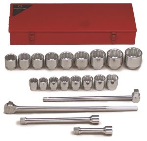 1" DRIVE 21 PIECE 12 POINT STANDARD SOCKET SET     WRIGHT  #821