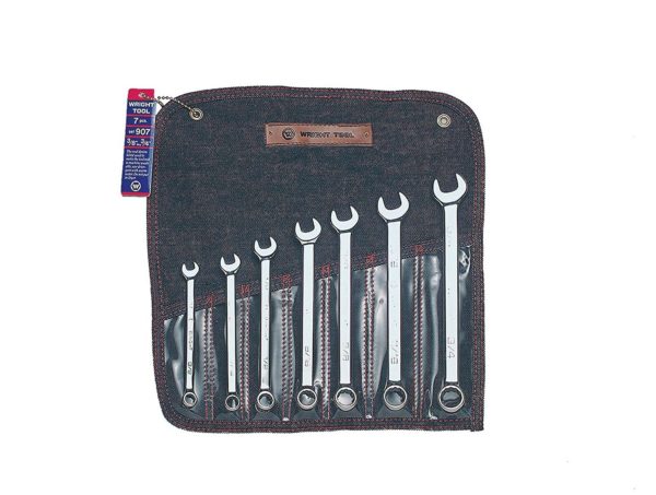 7 PIECE FULL POLISH COMBINATION WRENCH SET 3/8" - 3/4" 12 POINT     WRIGHT  #907