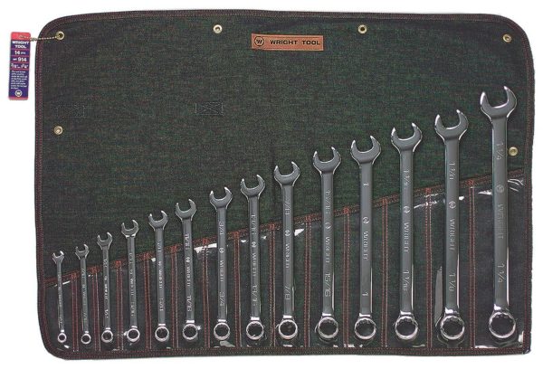 14 PIECE FULL POLISH COMBINATION WRENCH SET 3/8" - 1-1/4" 12 POINT      WRIGHT  #914