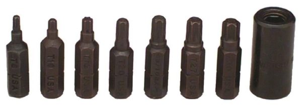 8 PC. TORX BIT SET T8 - T30 AND ADAPTOR     WRIGHT  #9295
