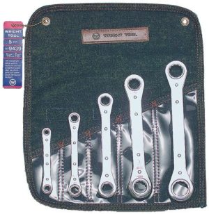 RATCHET BOX WRENCH SET 1/4" - 7/8"  WITH DENIUM TOOL ROLL (5-PIECE)     WRIGHT  #9439