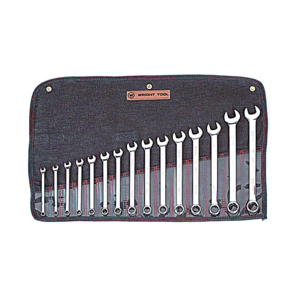 15 PIECE FULL POLISH METRIC COMBINATION WRENCH SET 7MM-22MM 12 POINT    WRIGHT  #952