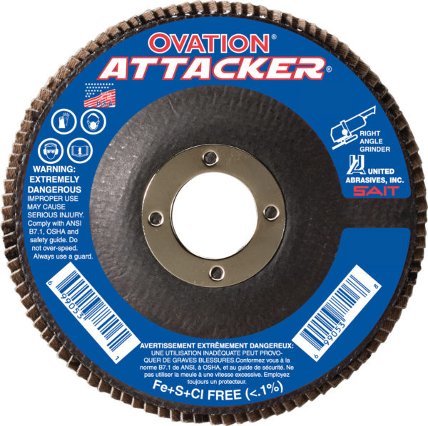 United Abrasive  #76209  OVATION ATTACKER 4.5x7/8 Z80X  (10 per box)