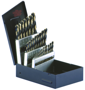 MORSE 82144 - Mechanic Length; 29 Piece; 1/16-1/2 X 64ths; 135º Split Point; Black & Gold; Made In U.S.A.
