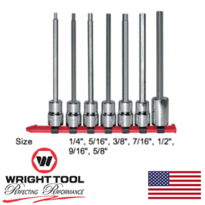 1/2" Drive 7 Piece Hex Bit Socket Set - Long Length WRI #406