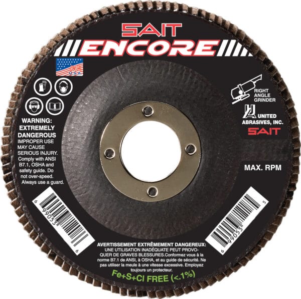 United Abrasive #71208 ENCORE 4-1/2″ X 7/8″ Z 60X (10 per box)