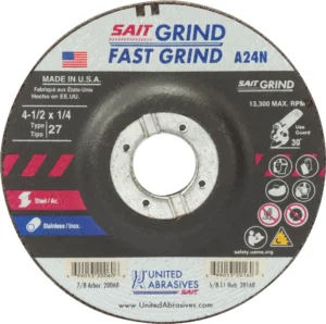 4-1/2" x 1/4" x 7/8" Arbor - Fast Grinding - Depressed Center - 13,300 RPM #20060 - (25 per box)