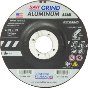 4-1/2" x 1/4" x 7/8" Arbor - For Aluminum - Depressed Center -13,300 RPM - #20062 (25 per Box)