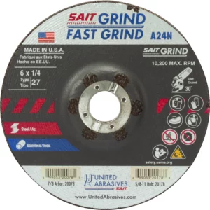 6" x 1/4" x 7/8" Arbor - Fast Grinding - Depressed Center, 10,200 RPM #20078 - (25 per Box)