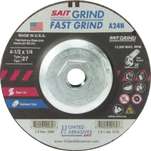 4-1/2″ x 1/4″ x 5/8-11 Threaded Arbor – Fast Grinding – 13,300 RPM #20160 (10 per box)