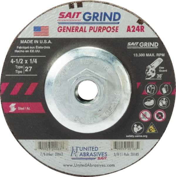 4-1/2″ x 1/4″ x 5/8-11 Threaded Arbor – Long Life – 13,300 RPM #20163 (10 per box)