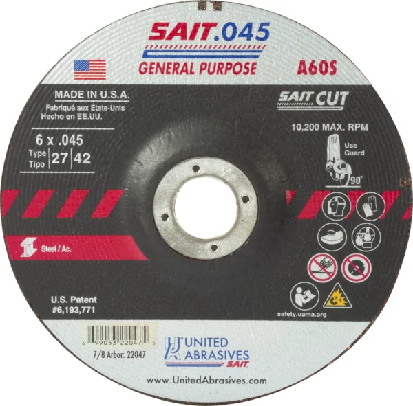 6" x .045" x 7/8" Arbor - General Purpose -10,200 RPM #22047 (50 per Box)