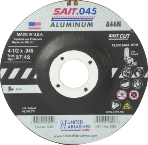 4 1/2" x .045" x 7/8" Arbor - For Aluminum - 13,300 RPM - #22345 (50 per Box)