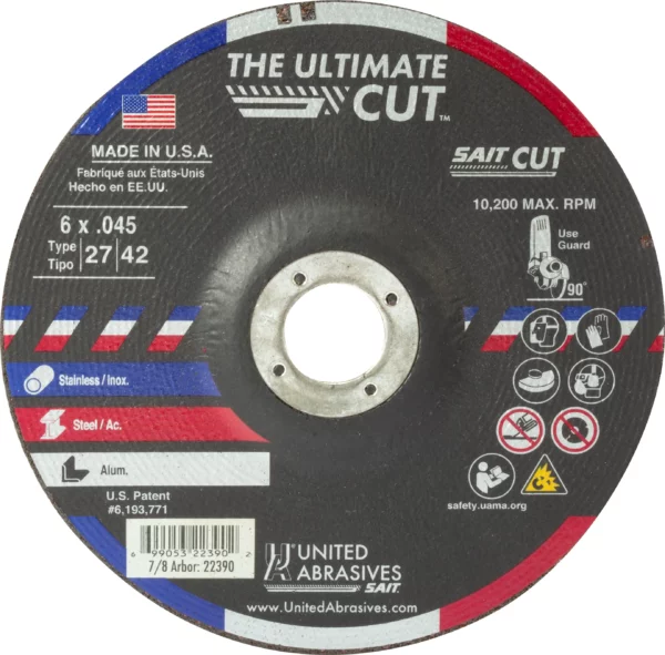 6" x .045" x 7/8" Arbor - Stainless, Metal & Aluminum - 10,200 RPM -  #22390 -(50 per Box)