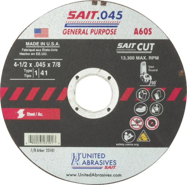 4 1/2" x .045" x 7/8" Arbor - General Purpose - 13,300 RPM - #23101 (50 per Box)