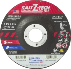 4 1/2" x .045" x 7/8" Arbor - Stainless & Metal - 13,200 RPM - #23334 (50 per Box)