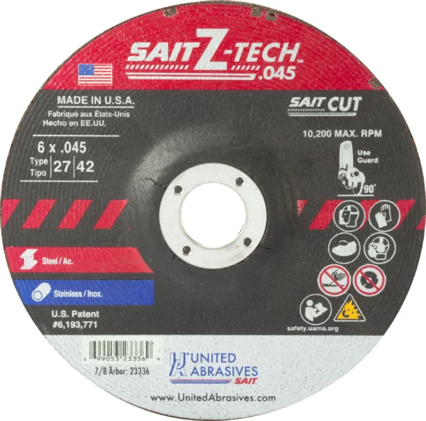 6" x .045" x 7/8" Arbor - Stainless Steel & Metal - 10,200 RPM - #23336 (50 per Box)
