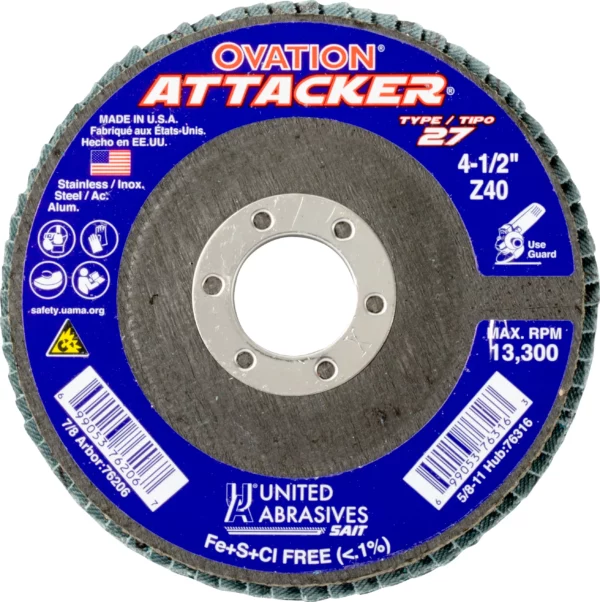 United Abrasive #76206 OVATION ATTACKER 4.5×7/8 Z40X (10 per box)